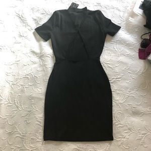 Nasty Gal Black Bodycon Mock Neck Dress